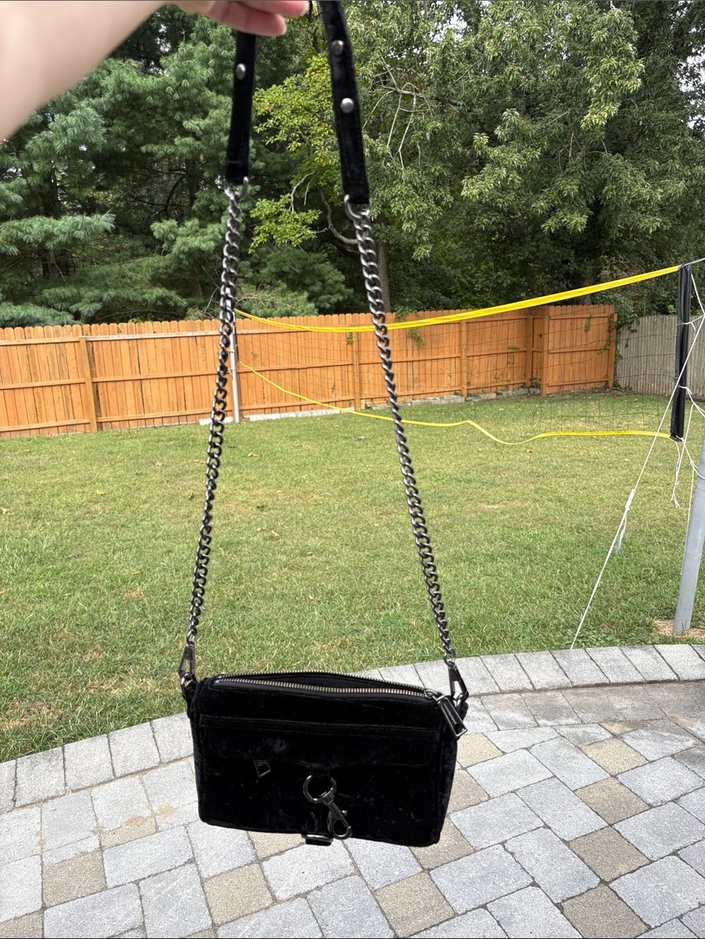 Black Velvet Chain Shoulder Bag